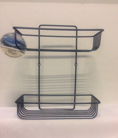 Koszyk prysznicowy AWD Interior Półka druciana pod prysznic dwa poziomy czarna loft 33,5x28 cm