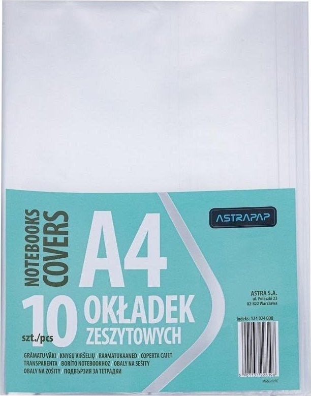 Okładka zeszytowa A4 bezbarwna (10szt) ASTRA