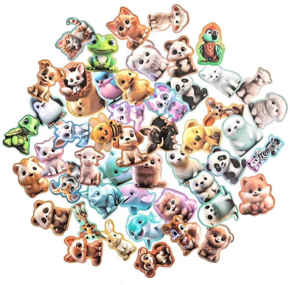 Naklejki winylowe - kreskówkowe zwierzątka 4-6cm