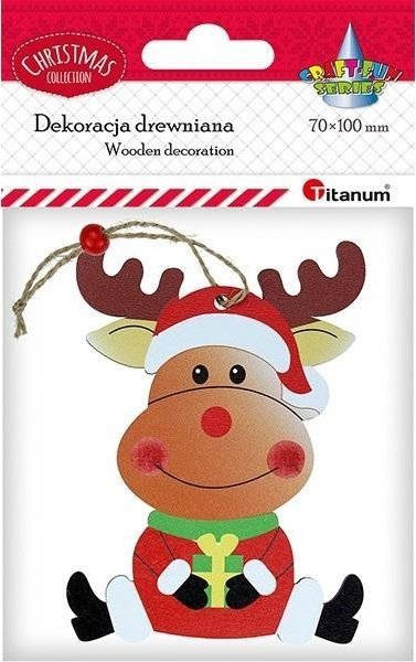 Zawieszka drewniana renifer siedzący 72x98mm