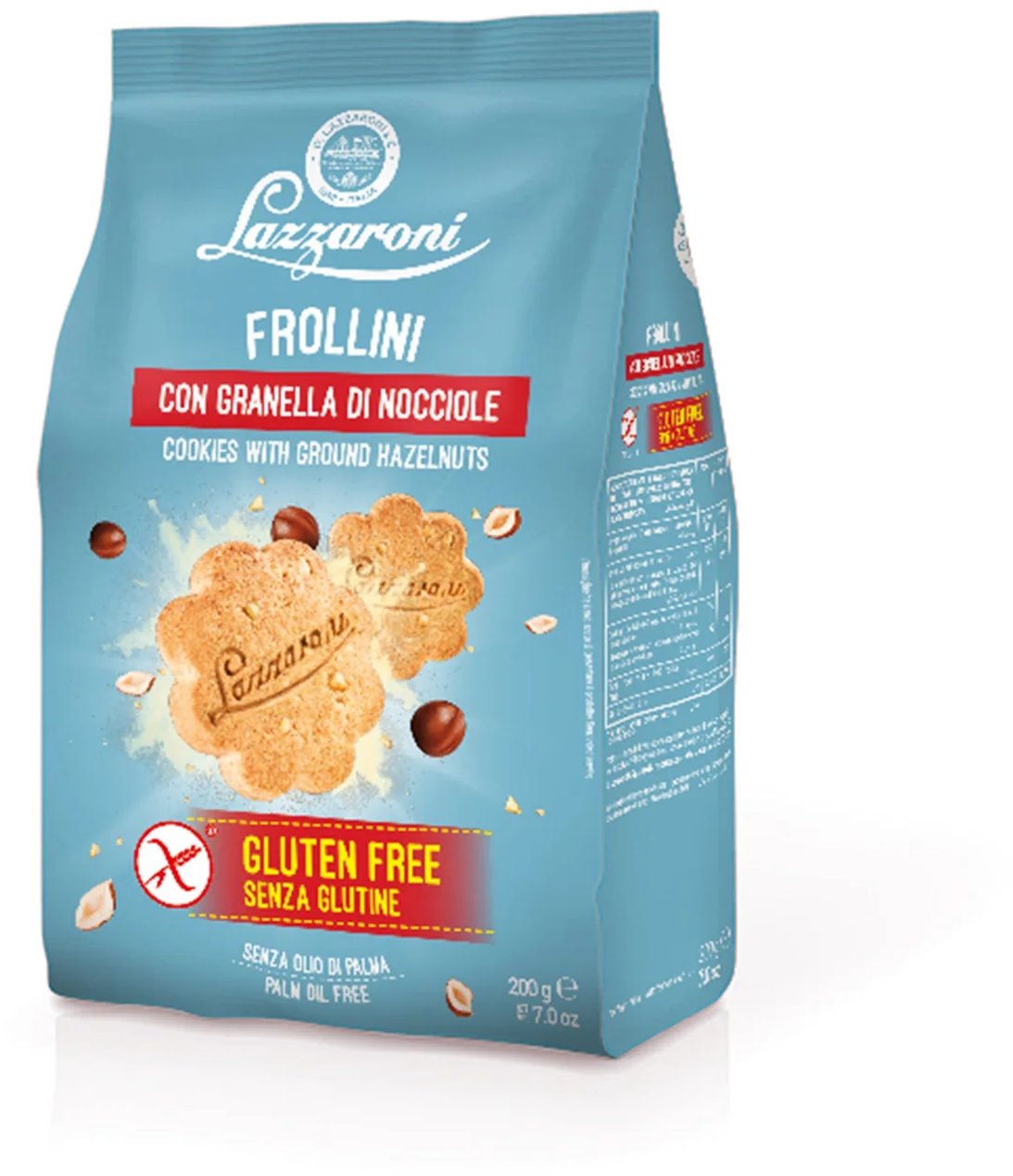 Ciastka bezglutenowe Frollini Senza Glutine Granella di Nocciole 200g - Lazzaroni