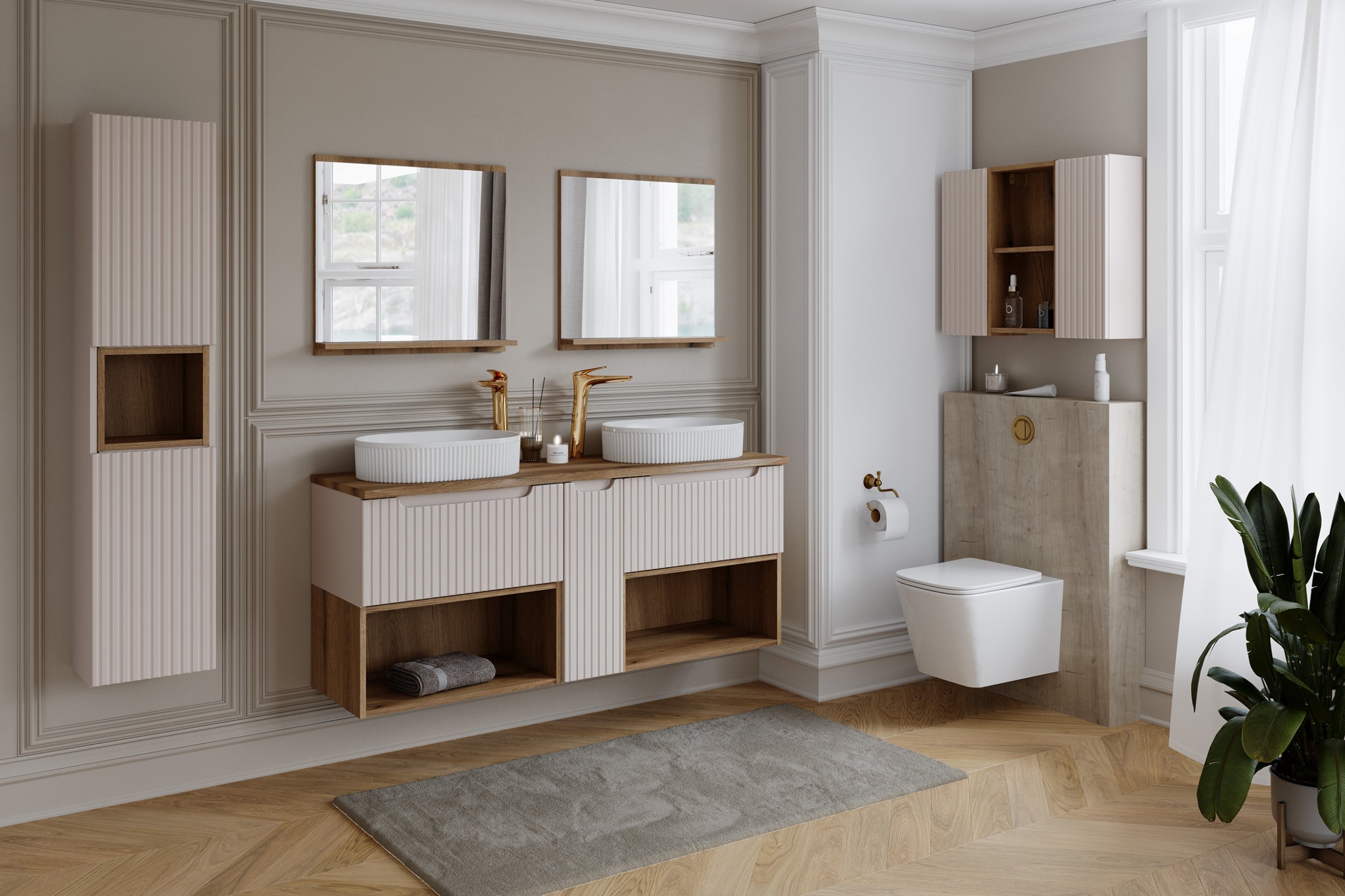 Zestaw meblowy 100cm z blatem i umywalką nablatową Pati