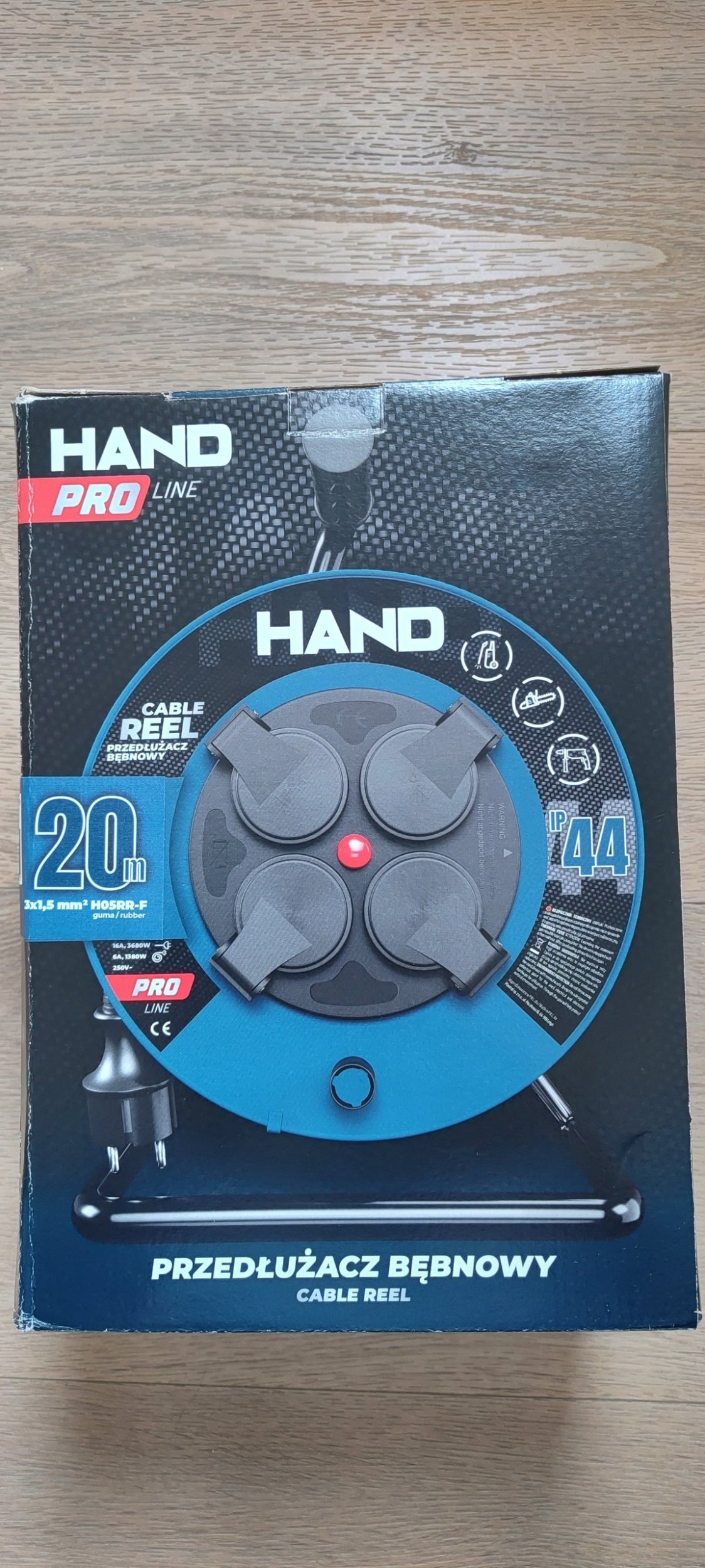 Plastrol HAND PRZEDŁUŻACZ BĘBEN 20m 3x1,5mm 16A / 3680W / IP44