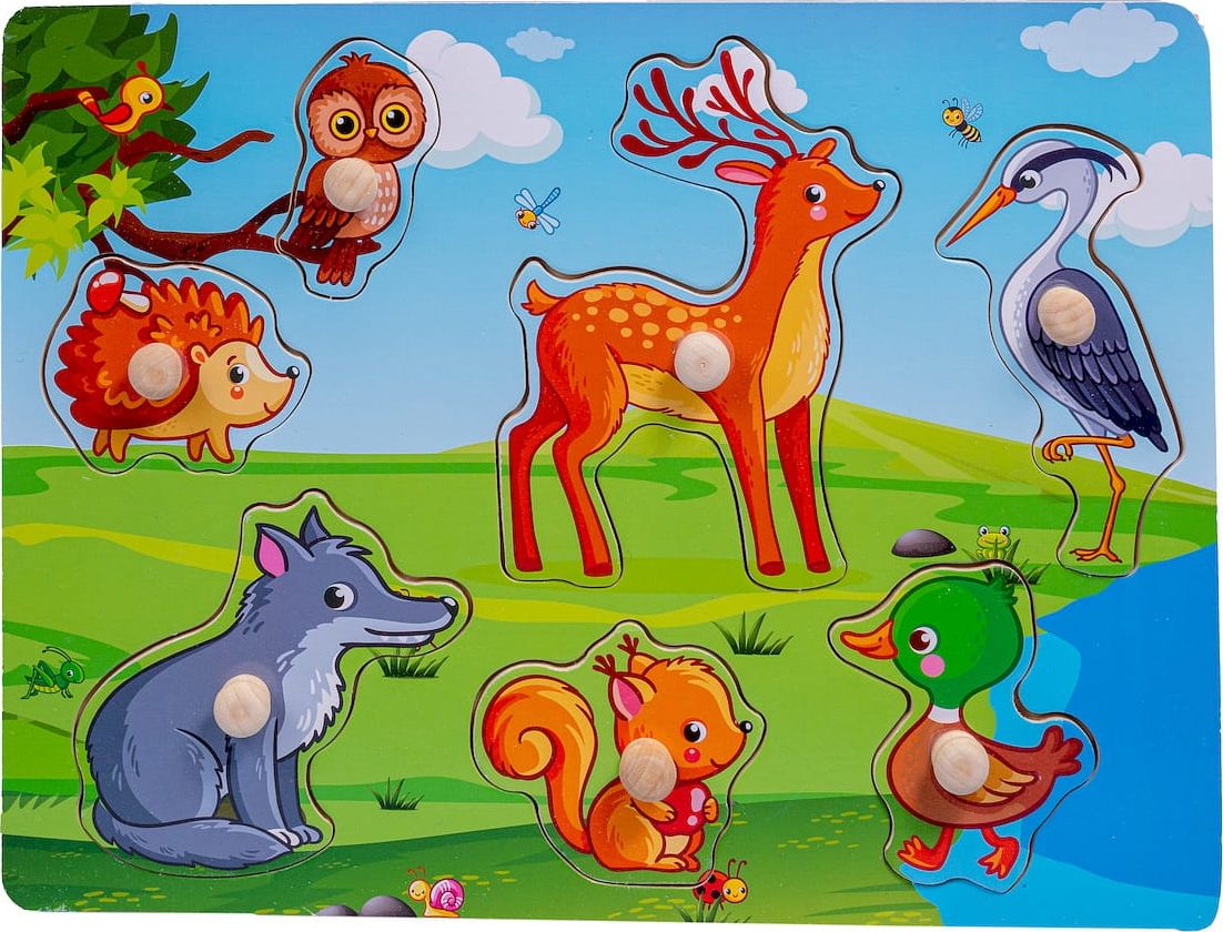Smily Play Układanka drewniana z uchwytami Puzzle Las Smily Play