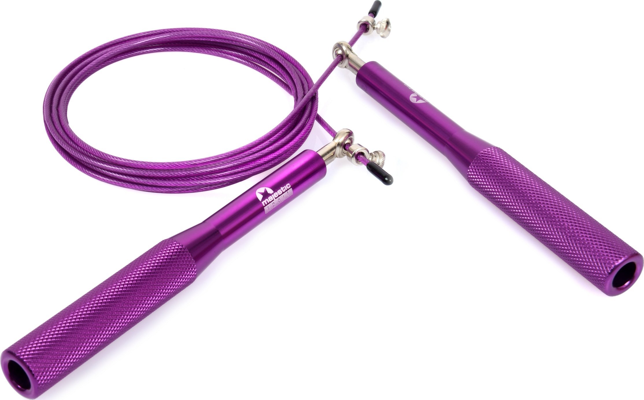 Skakanka stalowa Majestic Sport z łożyskami fioletowa