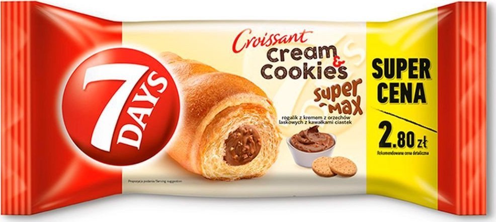 7 DAYS 7 Days Cream & Cookies Max Rogalik z kremem z orzechów laskowych z kawałkami ciastek 110 g