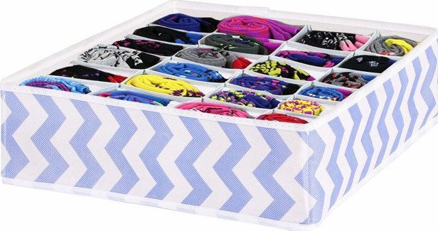 Springos Organizer do szuflady na bieliznę z 24 przegródkami niebieskie zygzaki UNIWERSALNY