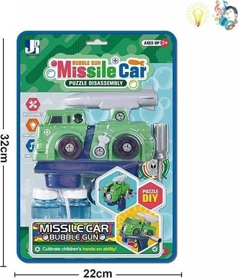 Pistolet na bańki rozkręcany Pojazd Wojskowy św/dź