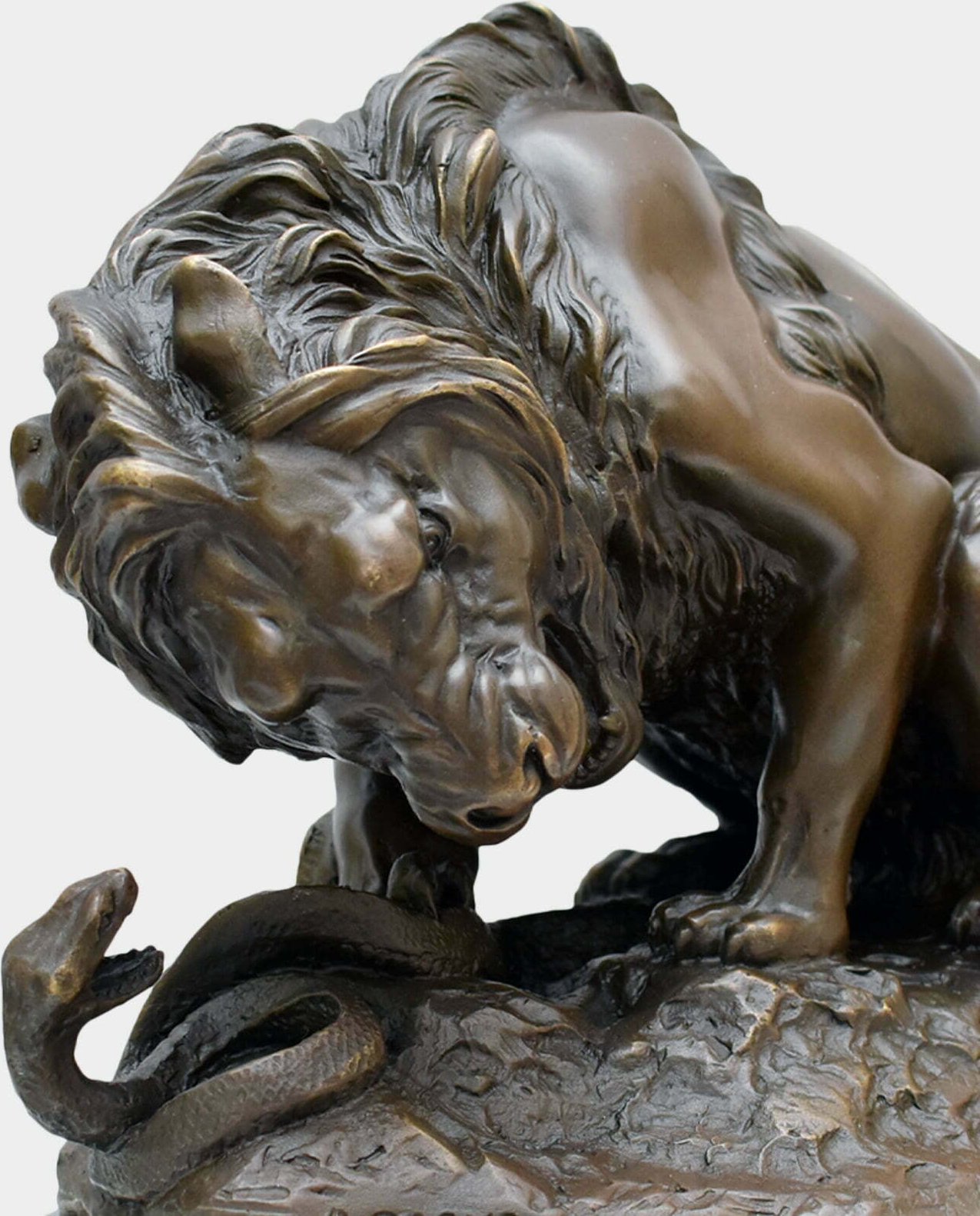 rzezbyzbrazu Lew i Wąż Duża Rzeźba z Brązu