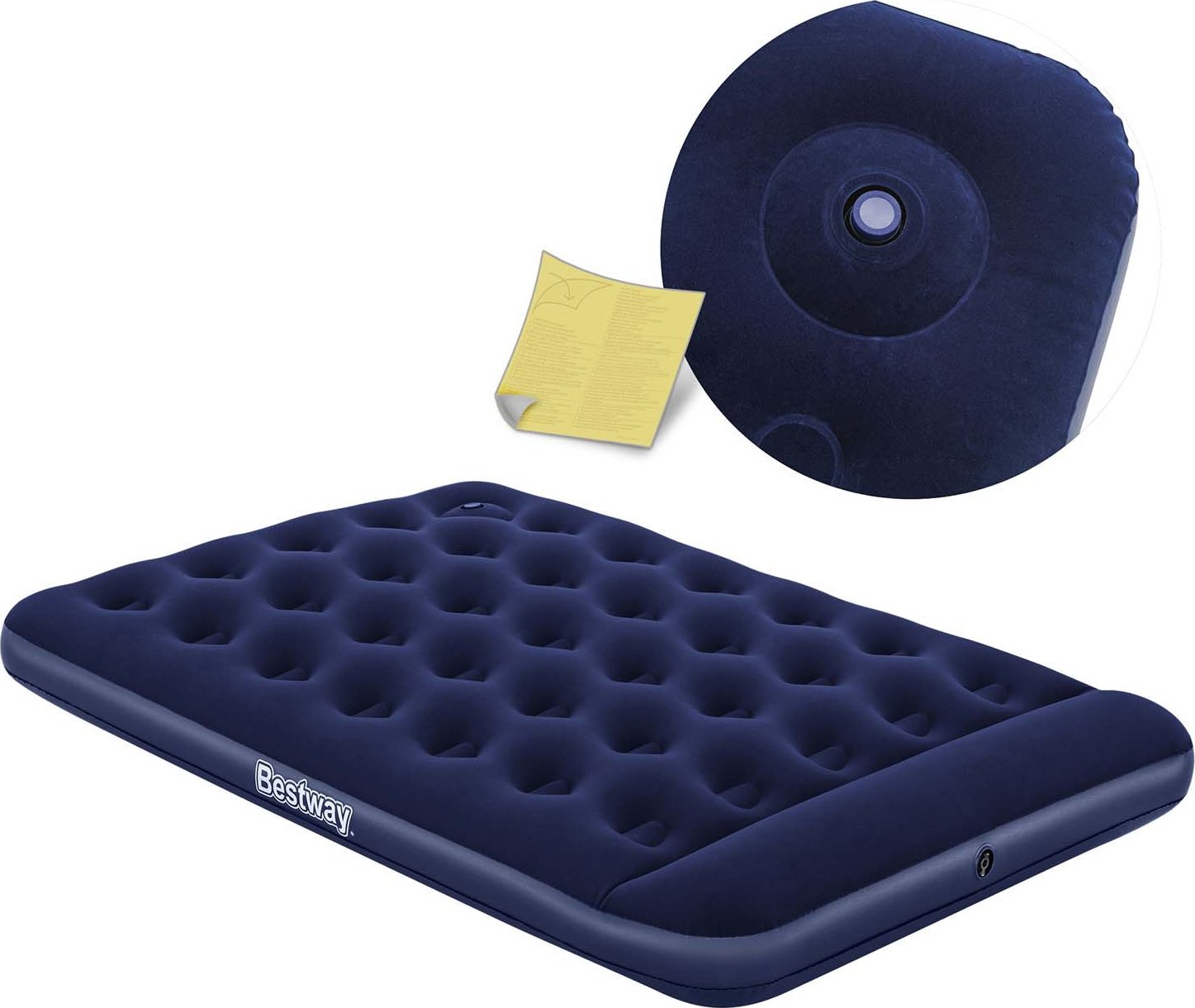 Bestway Materac welurowy Double z pompką 191x137x28cm granatowy (67225-6317)