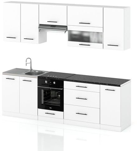 Meble Kuchenne Nowoczesne Kuchnia Marocco 2.6m Modułowa Białe Czarne Połysk