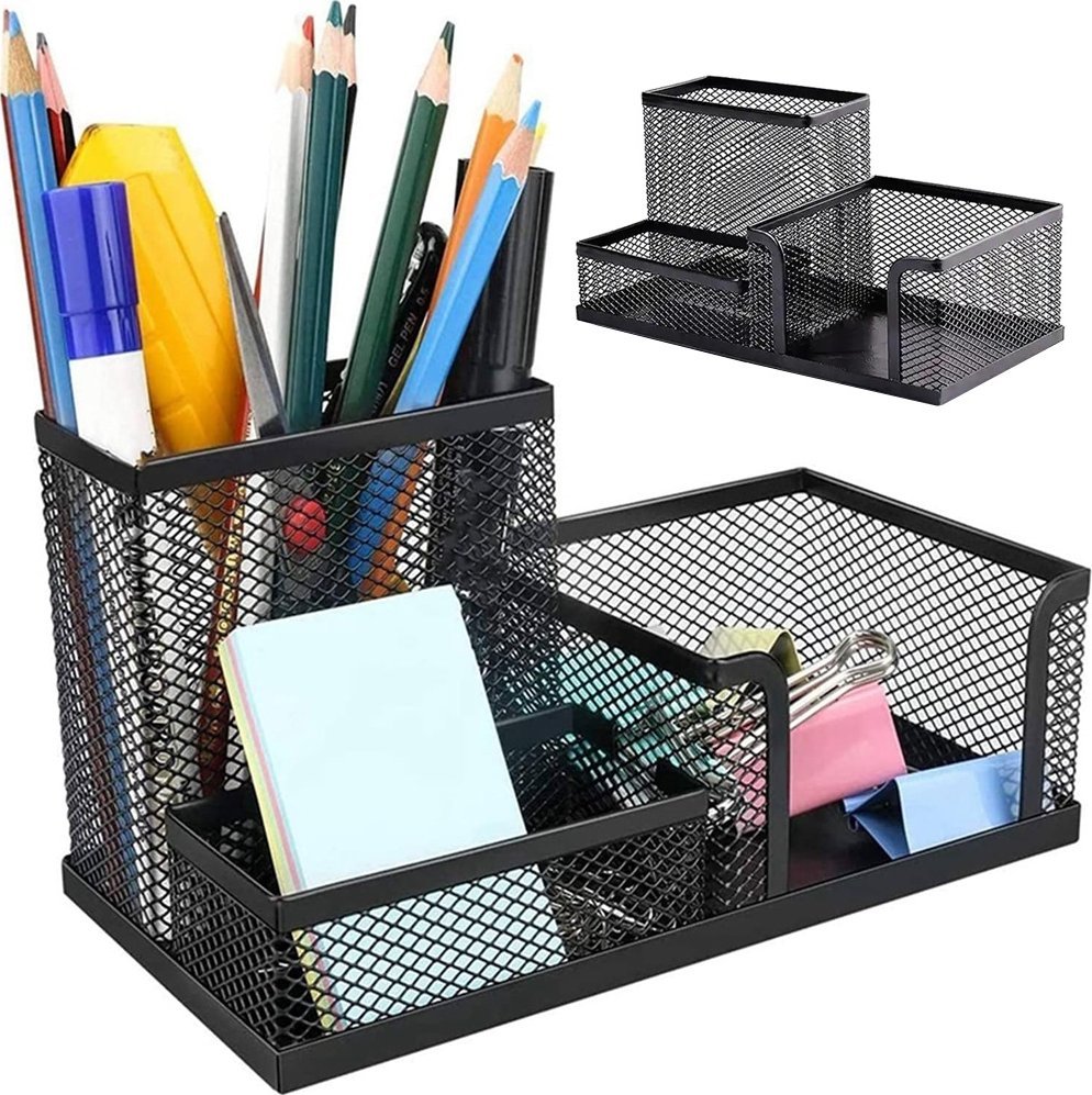 Verk Przybornik organizer na biurko metalowy 3 komory Przybornik organizer na biurko metalowy 3 komory