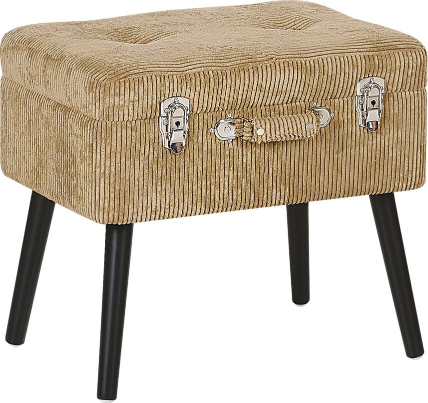 Beliani Stołek ze schowkiem sztruksowy beżowy MALLARD