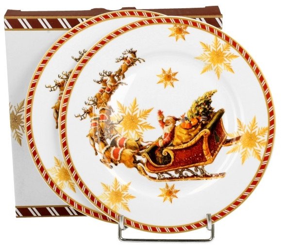 Komplet 2 talerzy deserowych 19 cm Santa on sleigh