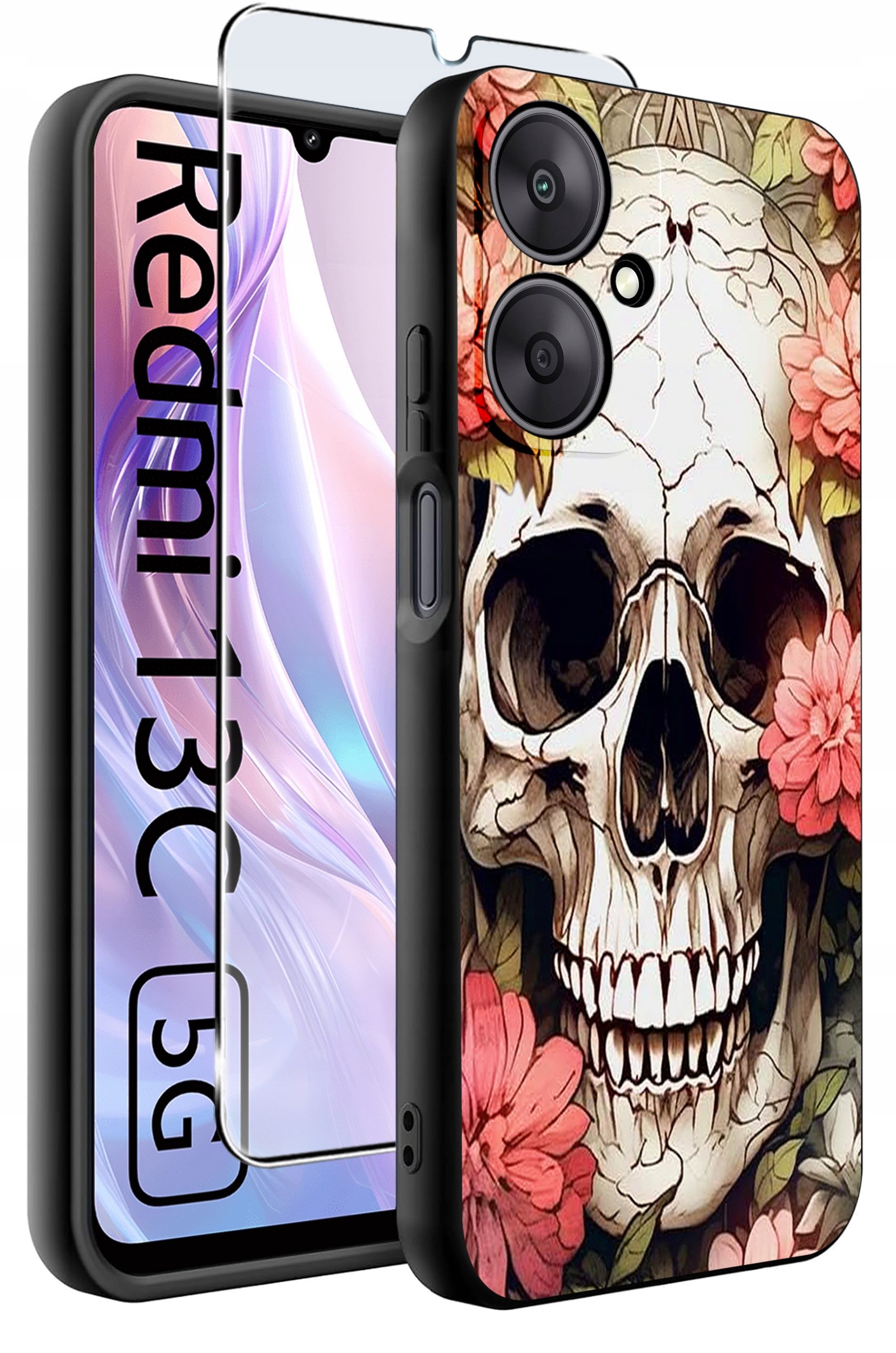 ETUI do Xiaomi Redmi 13C 5G WZORY |SILIKONOWE MATT CASE +SZKŁO HARTOWANE 9H