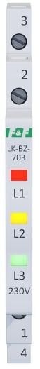 Lampka modułowa 3-fazowa z zabezpieczeniem czerwony/żółty/zielony 1/3S LED 230V LK-BZ-703K
