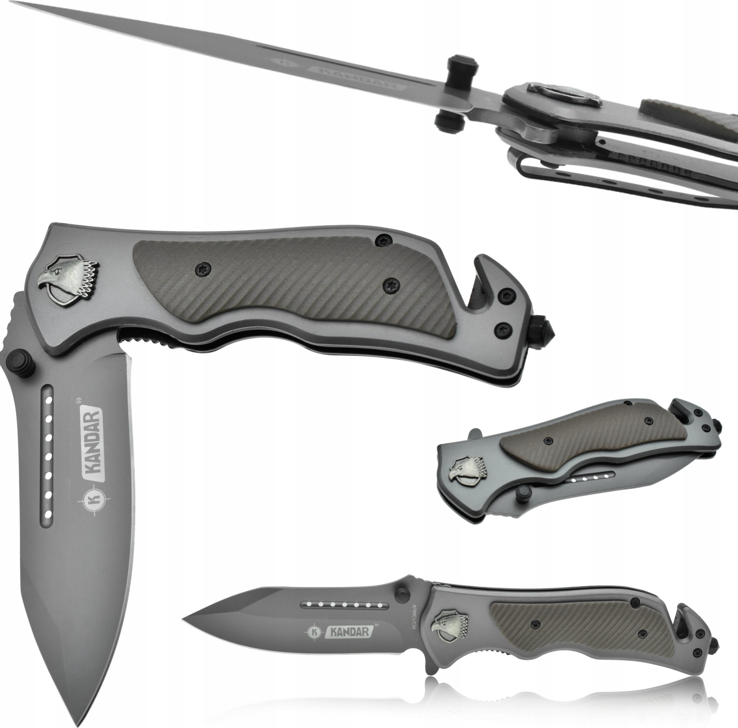 Kandar Nóż RATOWNICZY Scyzoryk Składany Zbijak TAKTYCZNY