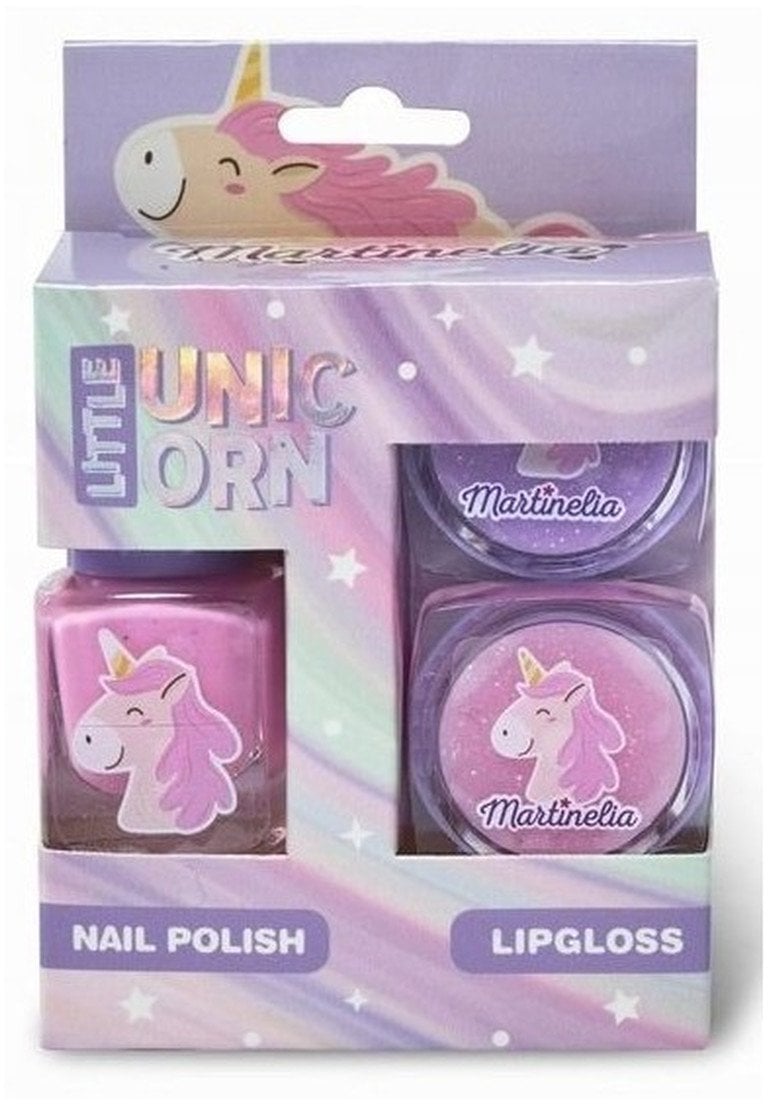Mini Trio rinkinys vaikams Martinelia Little Unicorn: nagų lakas + lūpų blizgiai 2 vnt