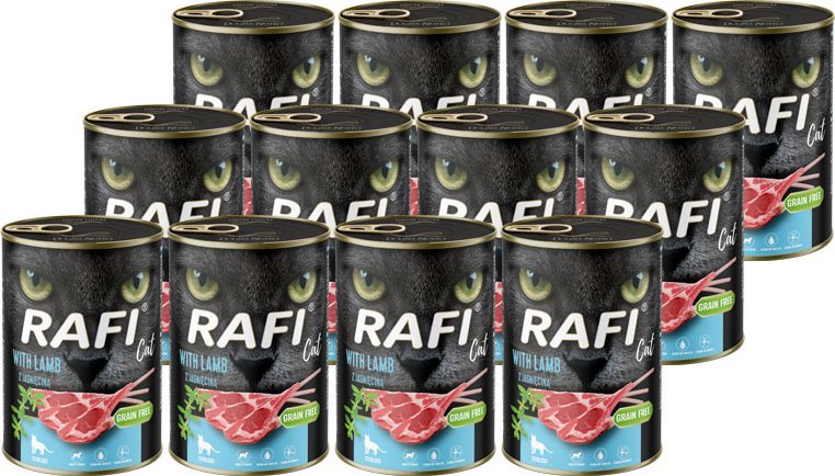 Mokra karma dla kotów sterylizowanych z jagnięciną Rafi Cat Adult zestaw 12 x 400 g