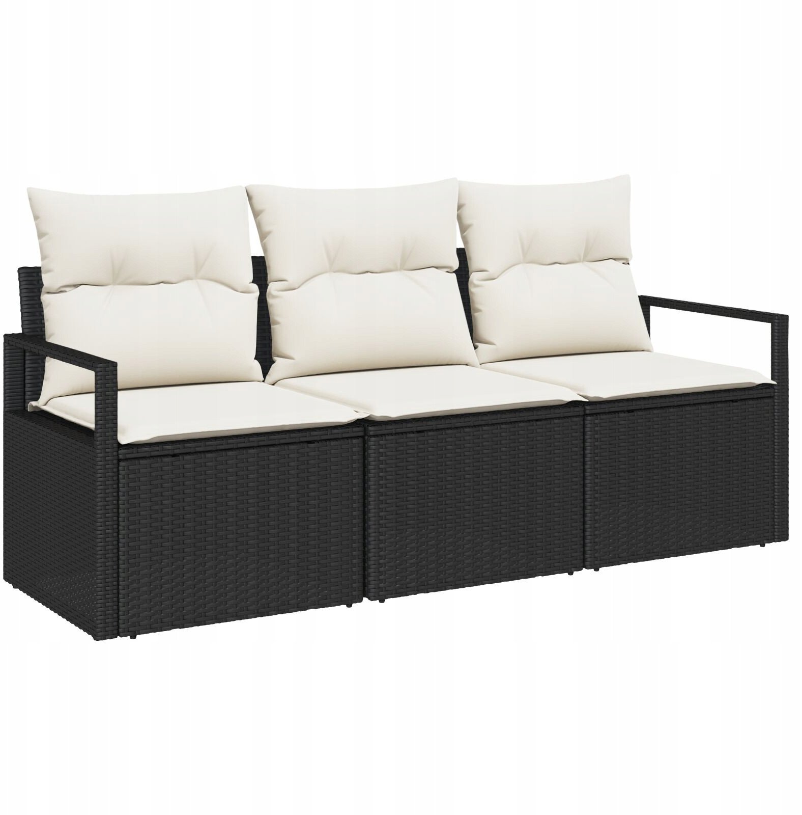 Zestaw 3-częściowy sofa ogrodowa vidaXL z poduszkami Czarny Polirattan, Sofa ogrodowa 2-osobowa vidaXL z poduszkami Czarny Polirattan