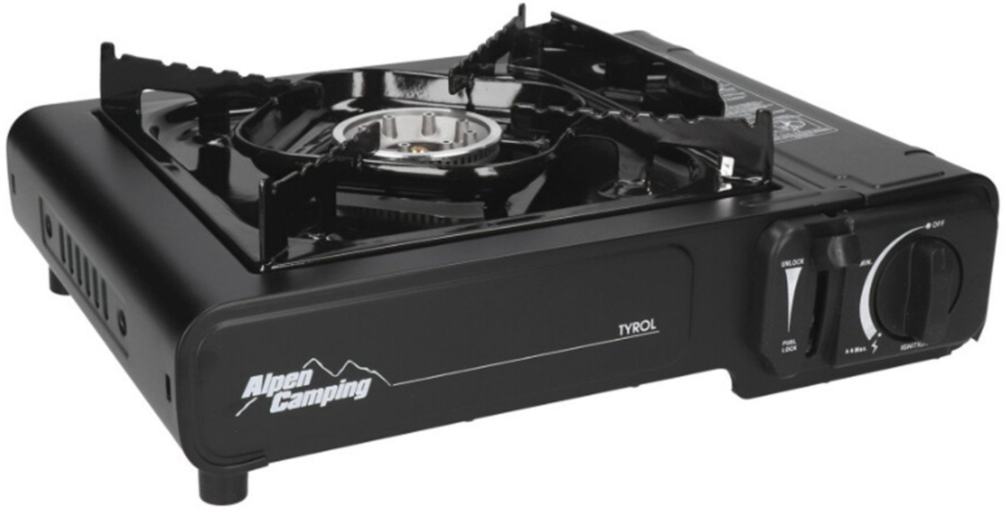 Kuchenka turystyczna Alpen Camping, moc: 2.0 kW, zużycie gazu 146g/h, zapłon piezoelektryczny, TYROL