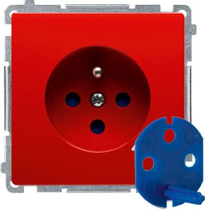 Kontakt-Simon Gniazdo pojedyncze Simon Basic DATA z kluczek uorawniającym 16A czerwony (BMGD1.01/22)