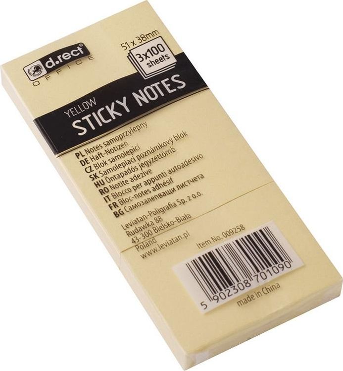 D.Rect Notes samoprzylepny 51x38mm żółty D.RECT