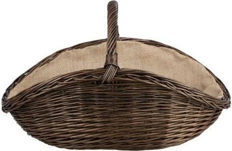 WickerPL Kosz kominkowy ciemny z obszyciem jutowym 67x46 H27/40 cm