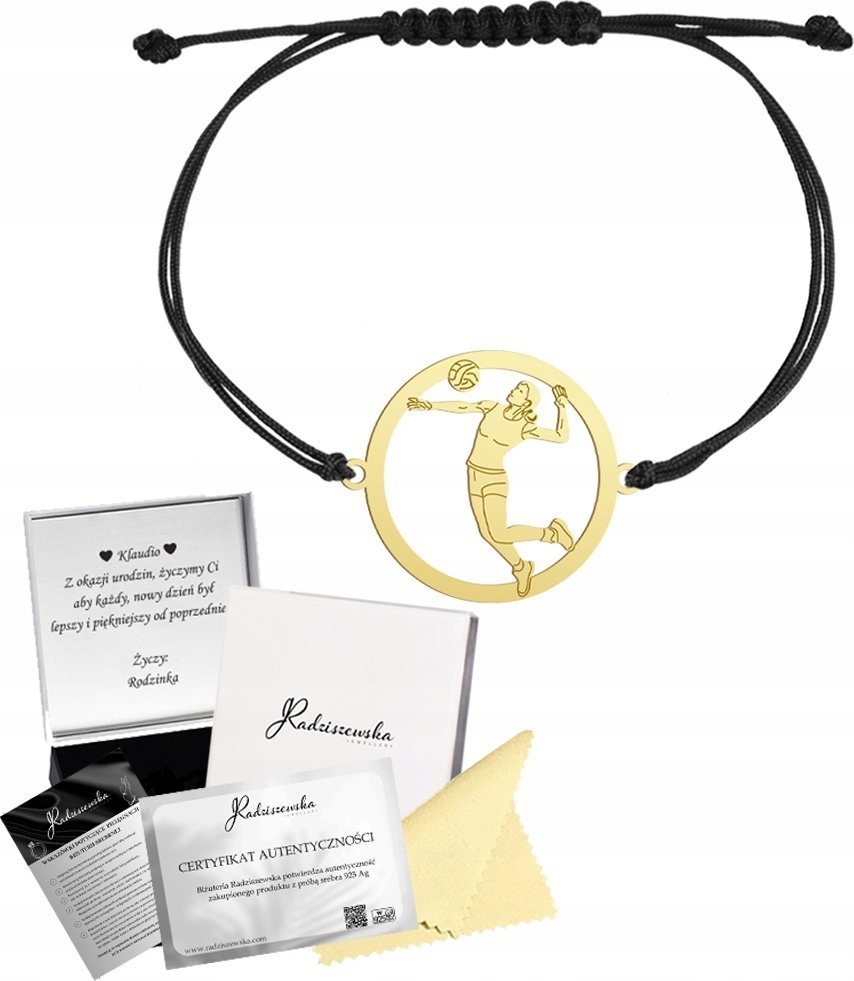 Radziszewska Jewellery Złota Bransoletka Siatkarka Siatkówka Żeńska 925 GRAWER DEDYKACJA GRATIS