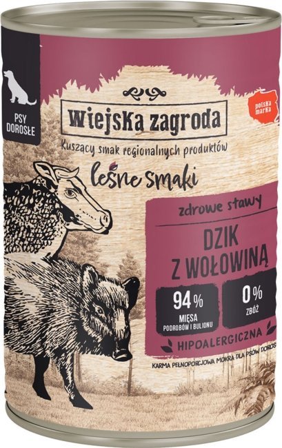 Wiejska Zagroda Karma mokra dla psa Leśne smaki Dzik z wołowiną (dorosły) 400g