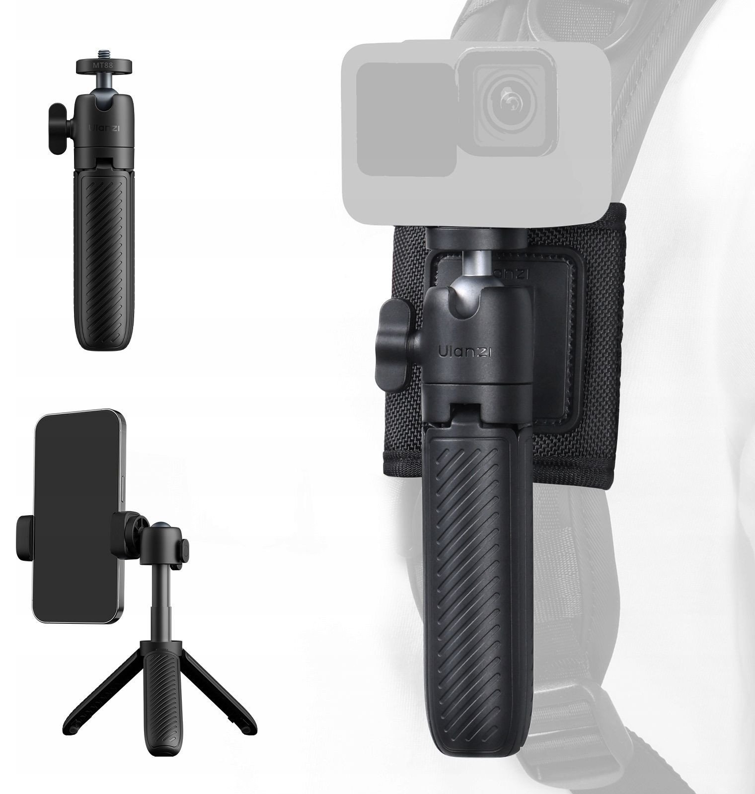 Mini Statyw Kijek Selfie Uchwyt Na Plecak 1/4"" Aparat Telefon / Ulanzi / Mt88