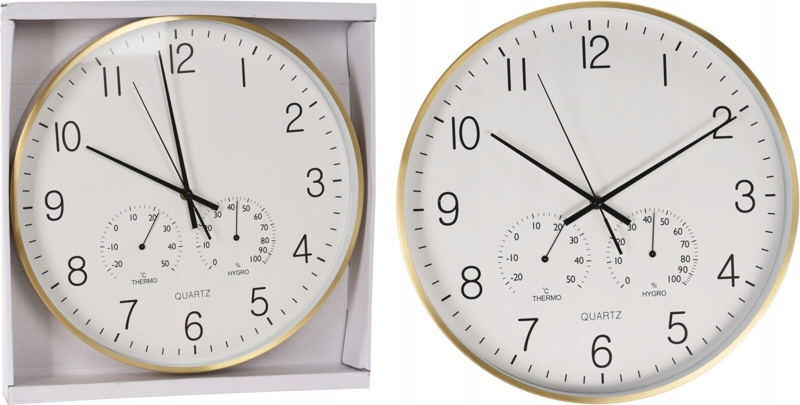 Wall clock GOLD RIM, white/gold/black, 4.2 x 38 cm