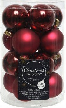 Kaemingk Bombki choinkowe bordowe zestaw 16 szt.