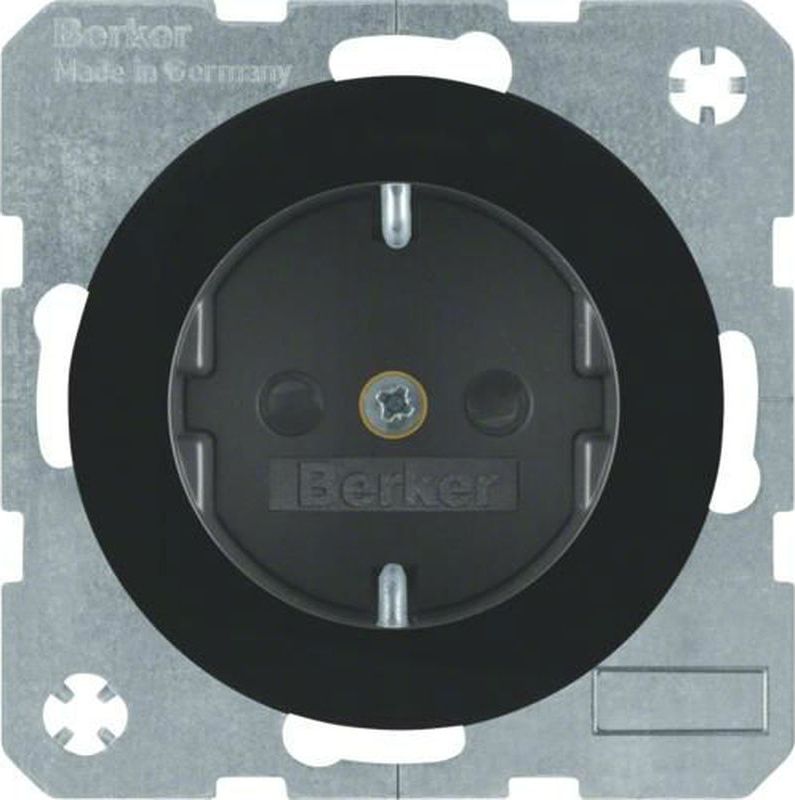 ELS Elektrotechnika Berker R.1/R.3 Gniazdo SCHUKO czarny połysk 47232045