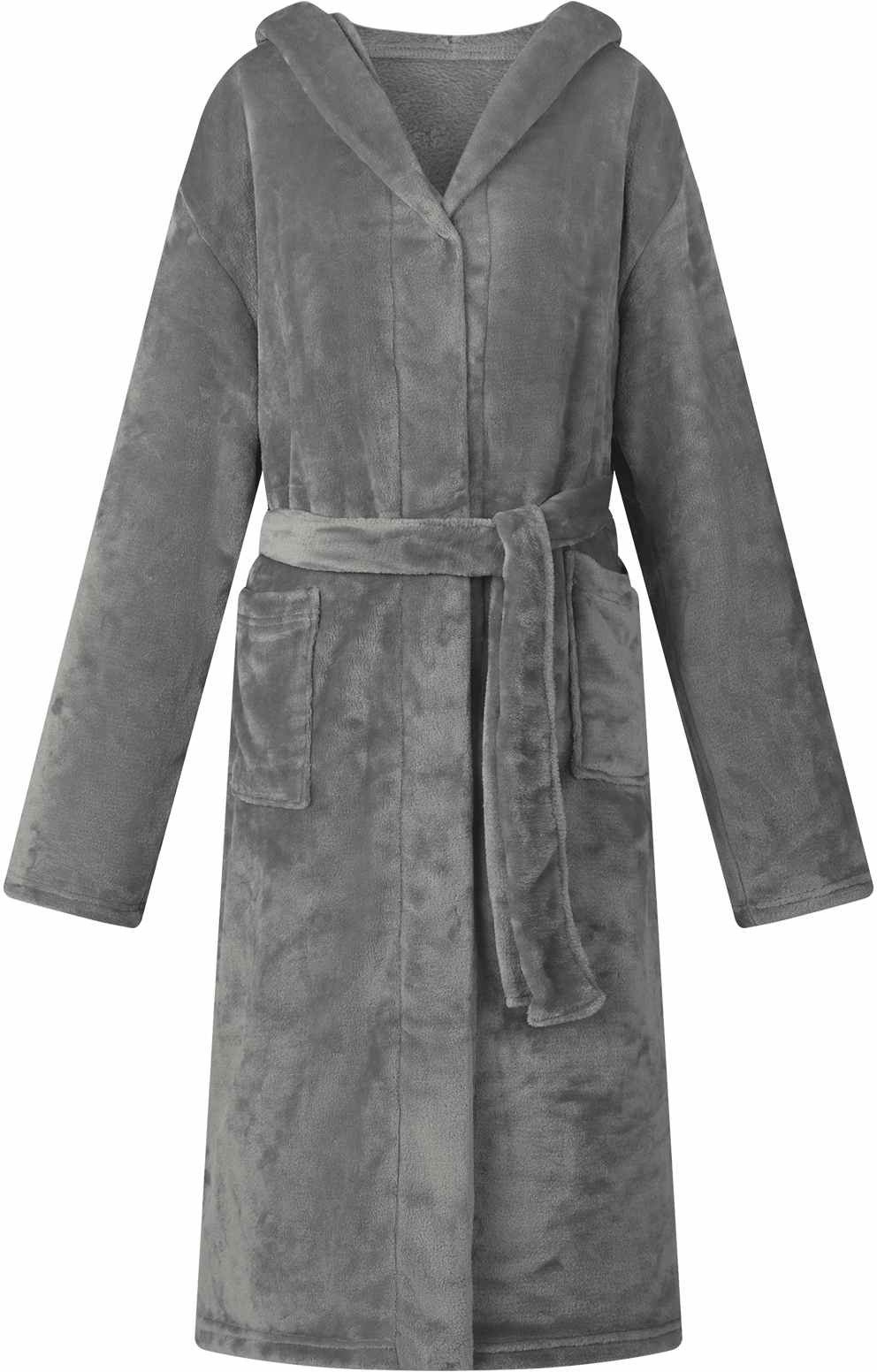 vidaXL Szlafrok z kapturem Ciemnoszary fleece