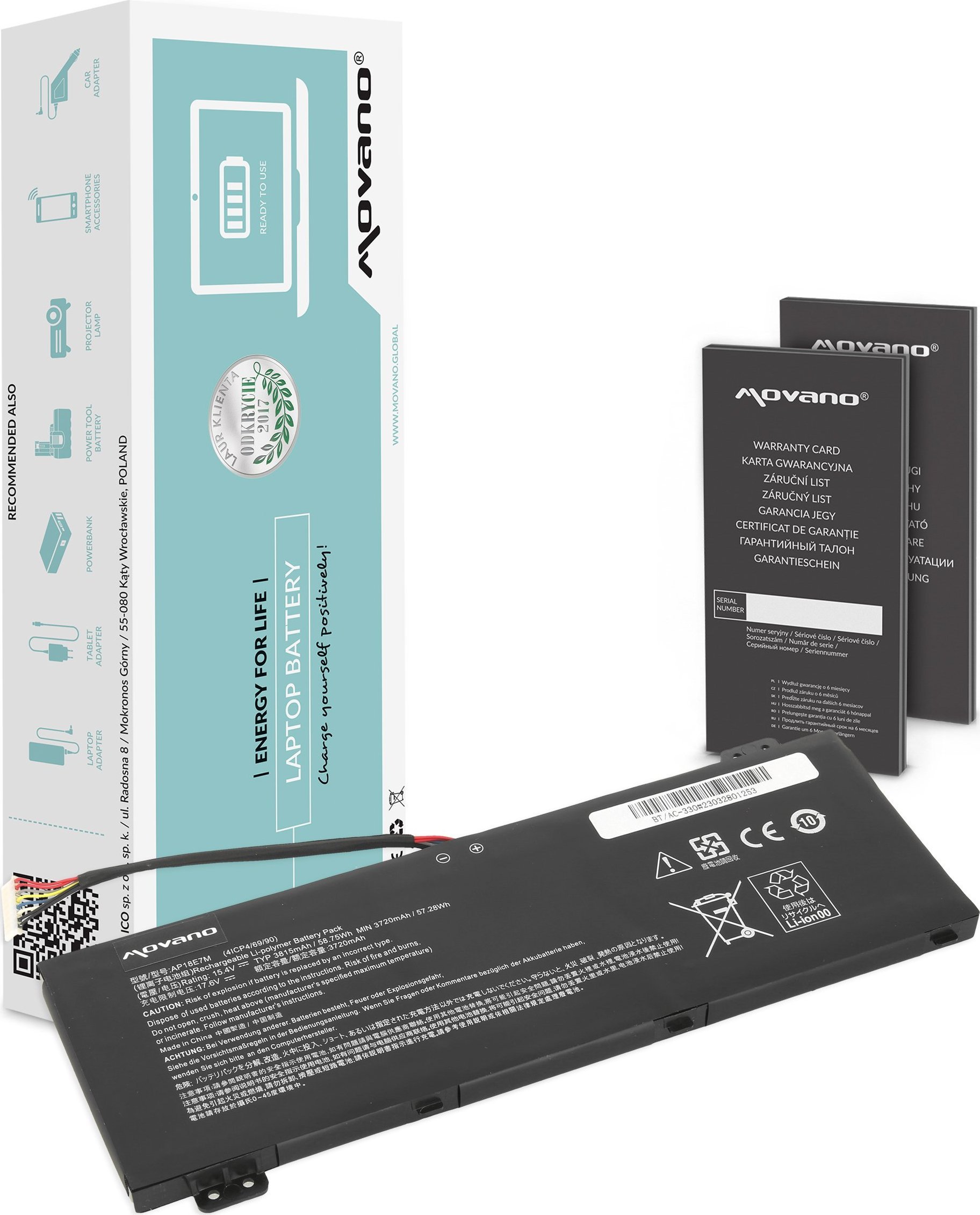 Bateria Movano Bateria AP18E7M do Acer AN515-54 AN517-51