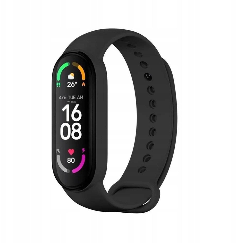Pasek silikonowy do XIAOMI Mi Band 5 / 6 / 7 czarny (01)