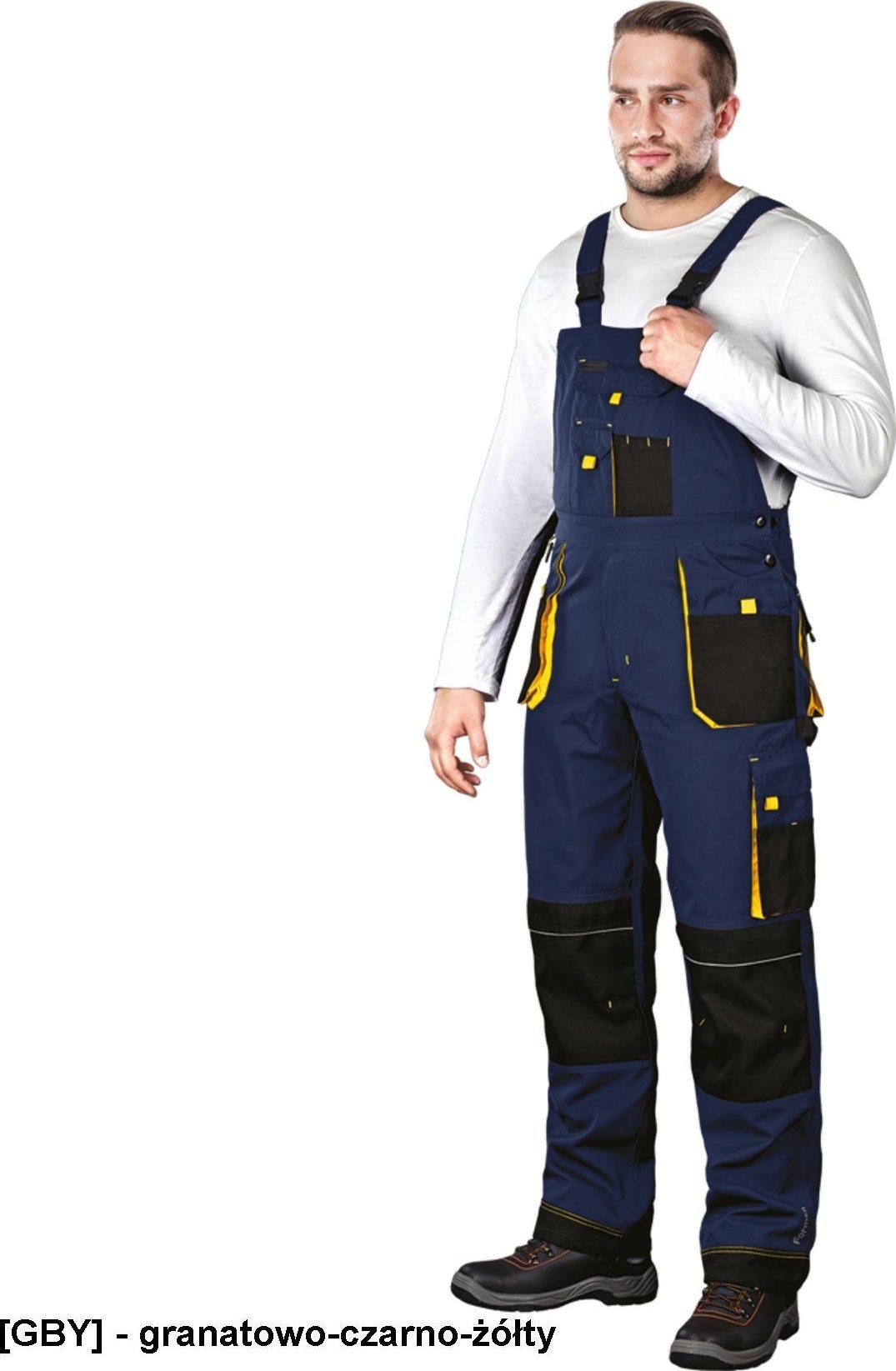 Leber&Hollman LH-FMN-B - spodnie ochronne ogrodniczki - granatowo-czarno-żółty 48