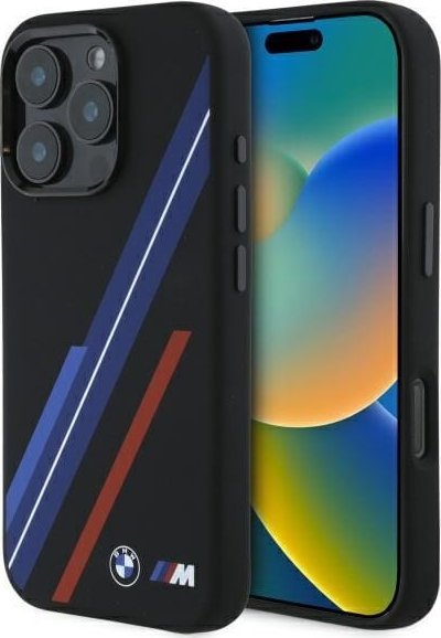 BMW BMW BMHMP16L23SSPK iPhone 16 Pro 6.3" czarny/black hardcase Silicone Random Lines MagSafe