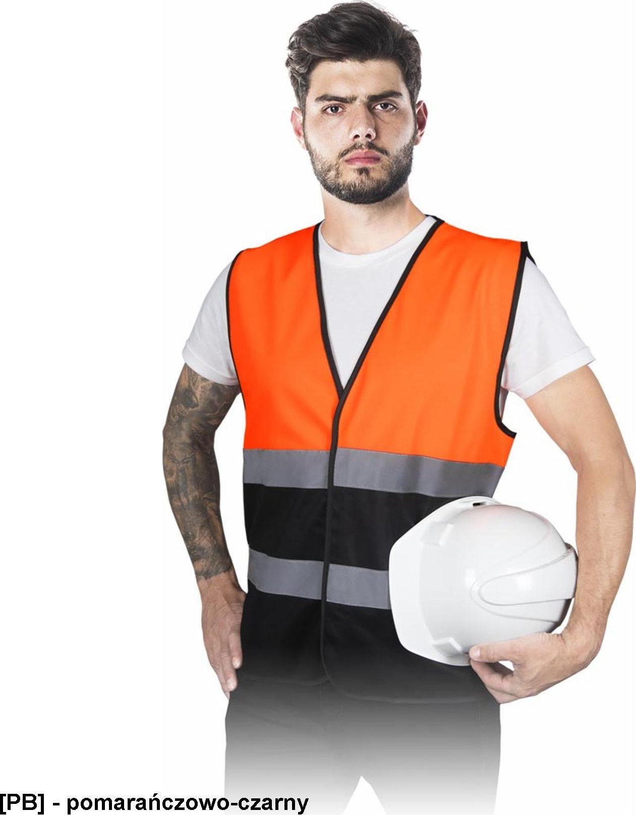 R.E.I.S. KOS-DOUBLE - Kamizelka ostrzegawcza z pasami odblaskowymi - pomarańczowo-czarny 3XL