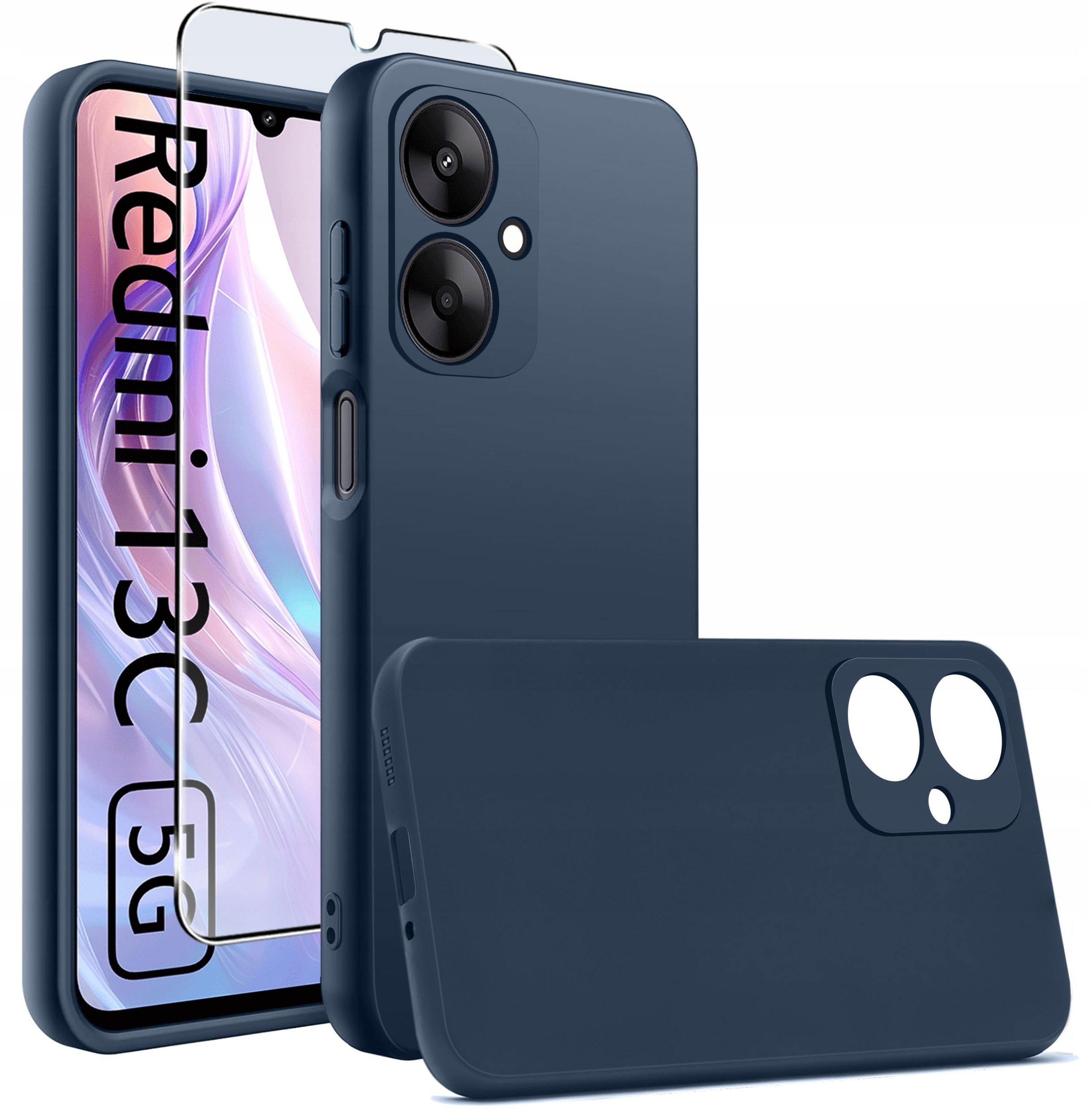 Etui do Xiaomi Redmi 13C 5G silikonowe MATOWE + Szkło ochronne 9H