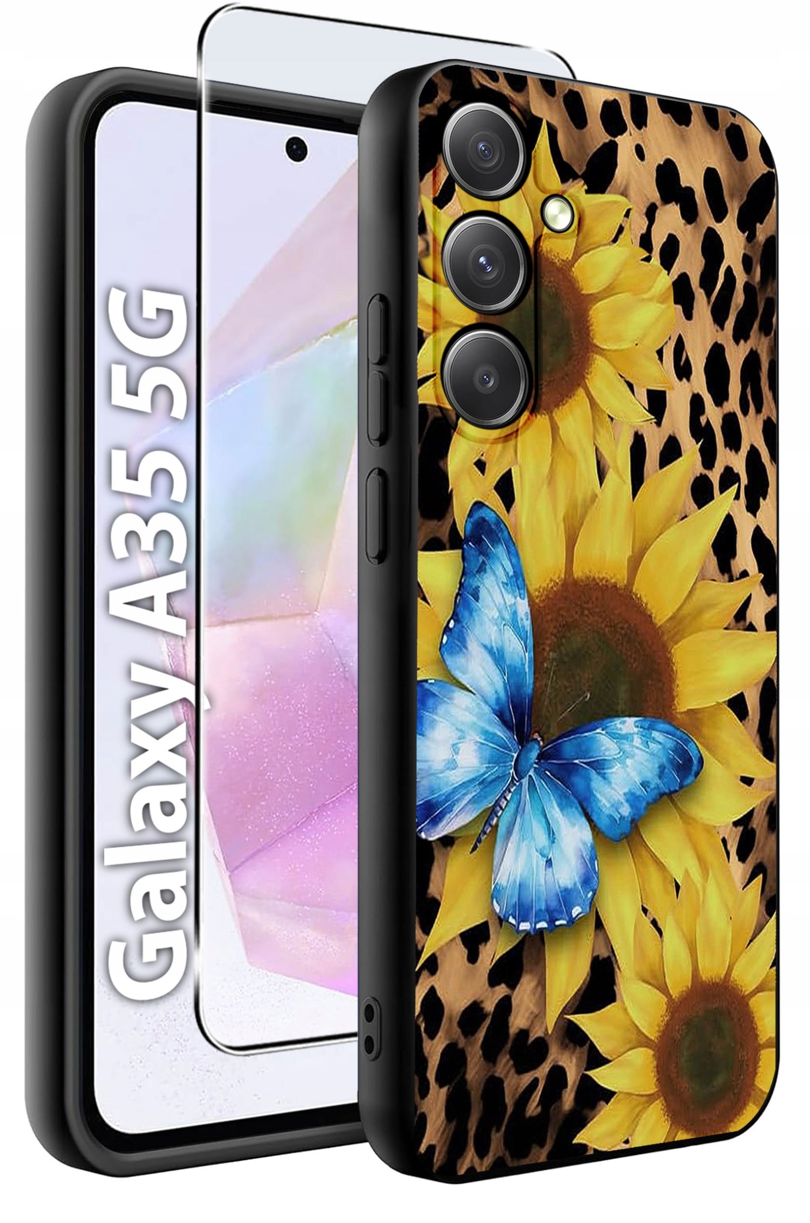 ETUI do Samsung A35 5G WZORY | SILIKONOWE MATT CASE + SZKŁO HARTOWANE 9H