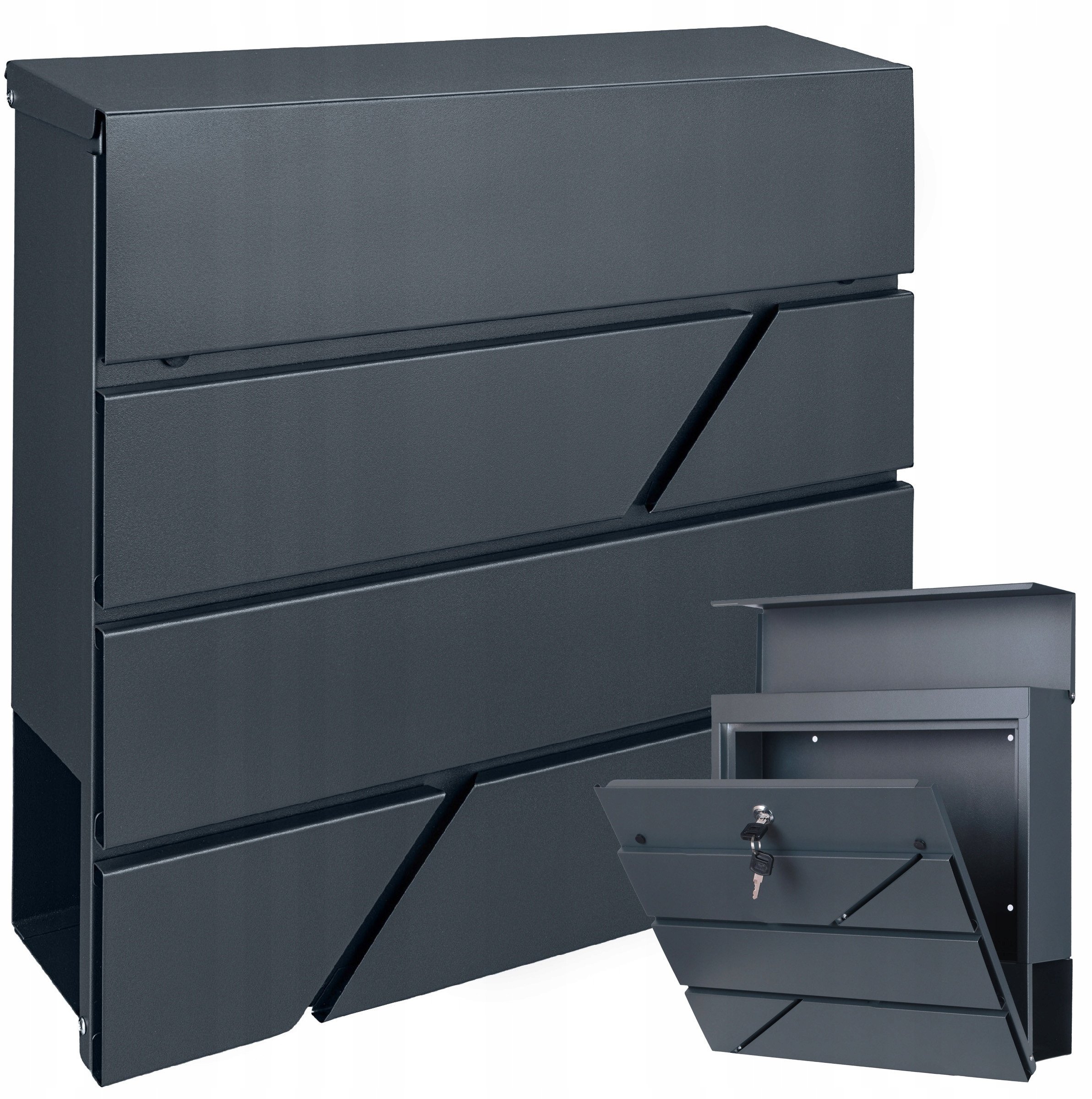 Duża skrzynka pocztowa na listy gazety ulotki pocztę A4 szary antracyt