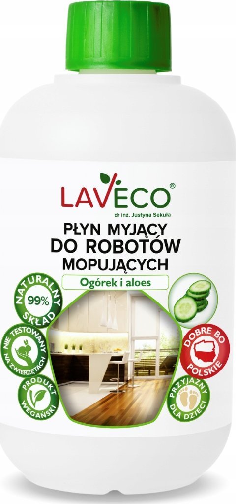 LAVECO Naturalny płyn myjący do robotów mopujących - ogórek i aloes - 0,5 l