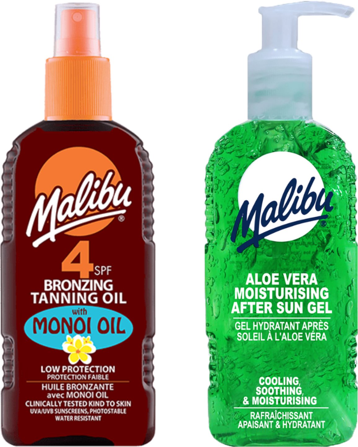 Malibu SPF4 Olejek Brązujący W Sprayu Z Monoi + Aloe Żel Po Opalaniu 200ml