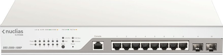 Switch D-Link D-Link DBS-2000-10MP/E łącza sieciowe Zarządzany L2 Gigabit Ethernet (10/100/1000) Obsługa PoE Szary