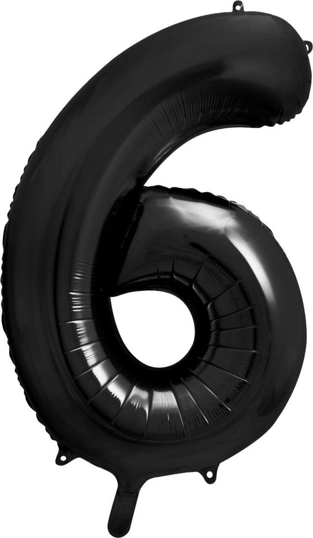 PartyDeco Balon cyfra 6 czarna, 86 cm one size