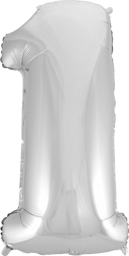 GoDan Balon foliowy cyfra "1" srebrna 85cm
