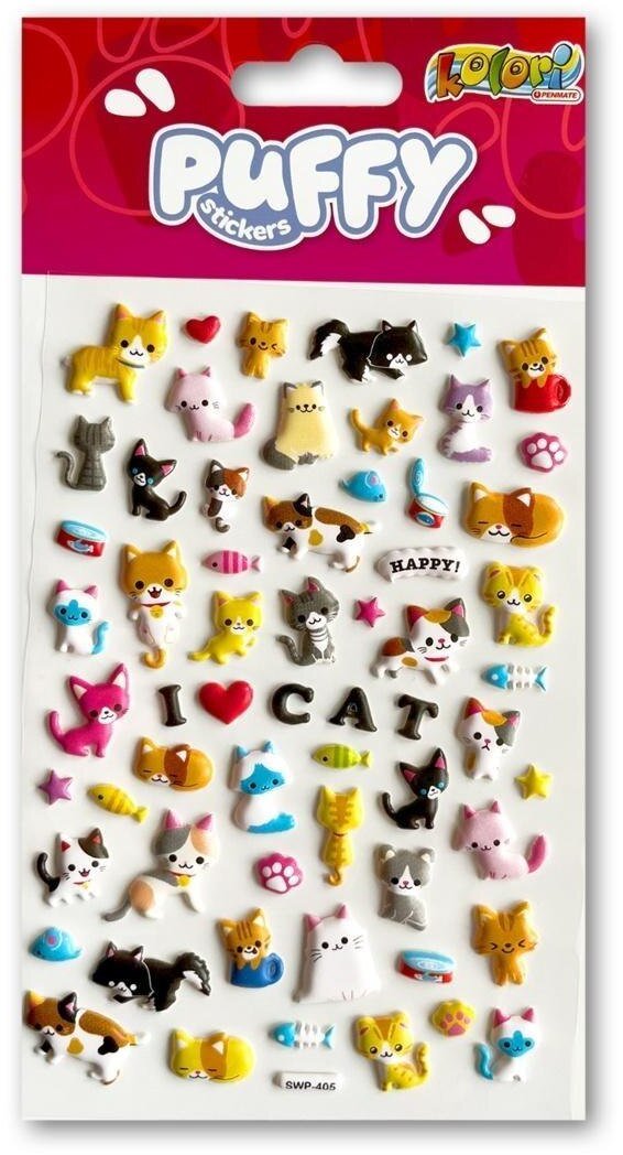 Naklejki puffy I Love Cat