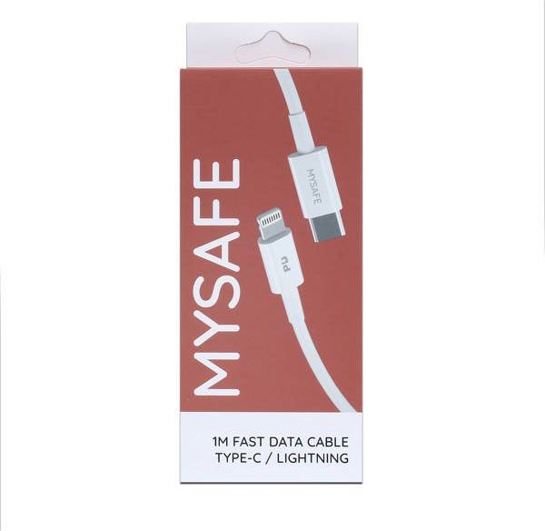 Kabel USB Mysafe USB-C - Lightning 1 m Biały (5904208500810)